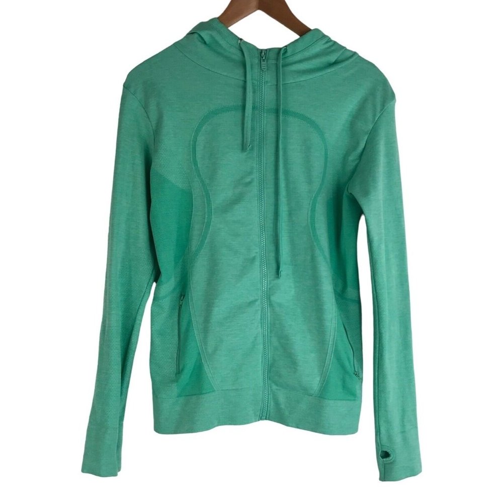 Sport Pro Track Jacket Womens Size Large Solid Full Zip Long Sleeve Hooded Green